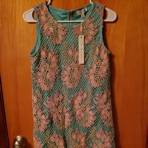 She and Sky Crochet Mint and Peach dress